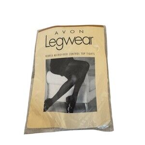 Avon Legwear Ribbed Microfiber Control Top Tights Ivory Size D NIP